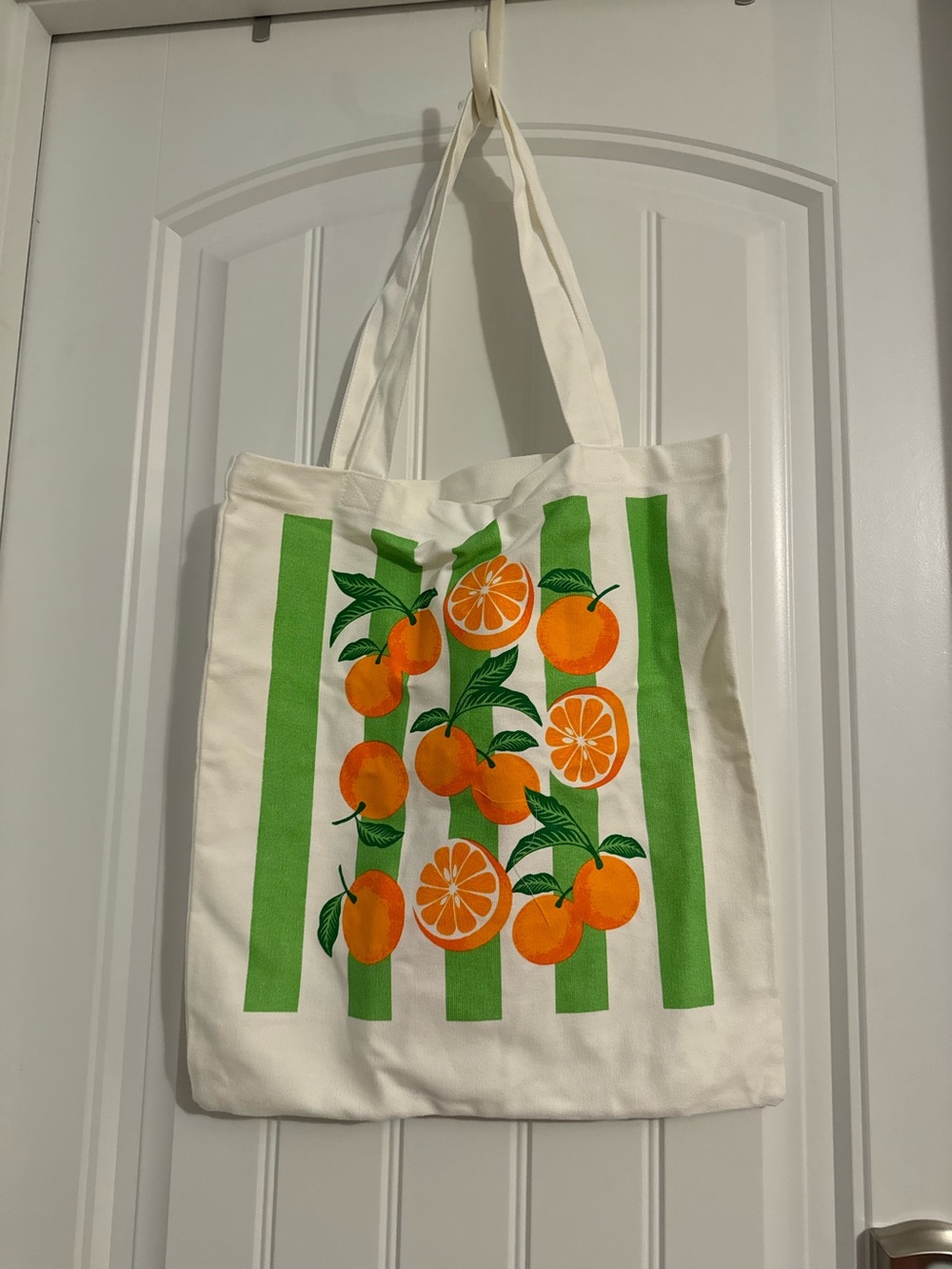 Adorable Sincerely Jules white canvas tote bag oranges double handles new